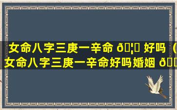 女命八字三庚一辛命 🦆 好吗（女命八字三庚一辛命好吗婚姻 🐦 如何）